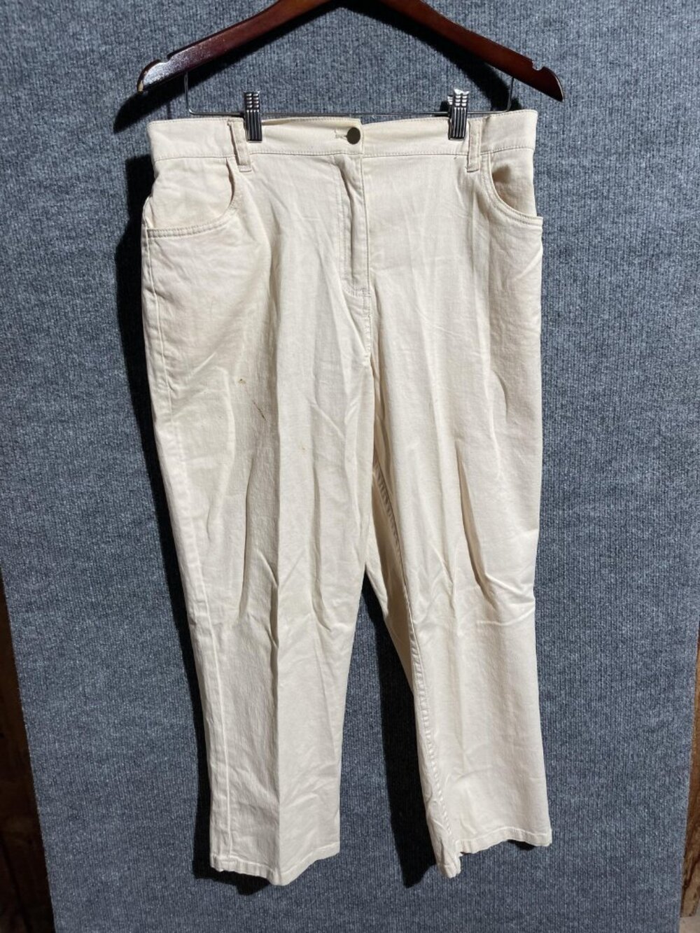 Blair Pants Womens 14P White Chino Straight Leg Elastic Waist Stretch Casual